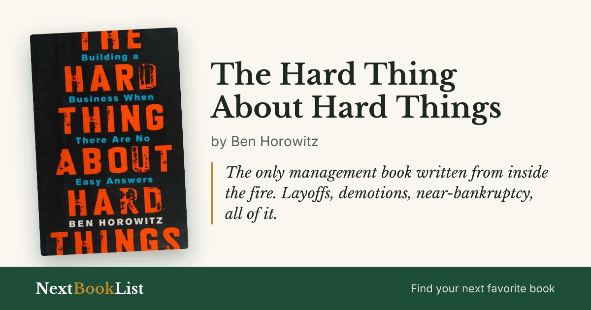 The Hard Thing About Hard Things by Ben Horowitz: book review and summary