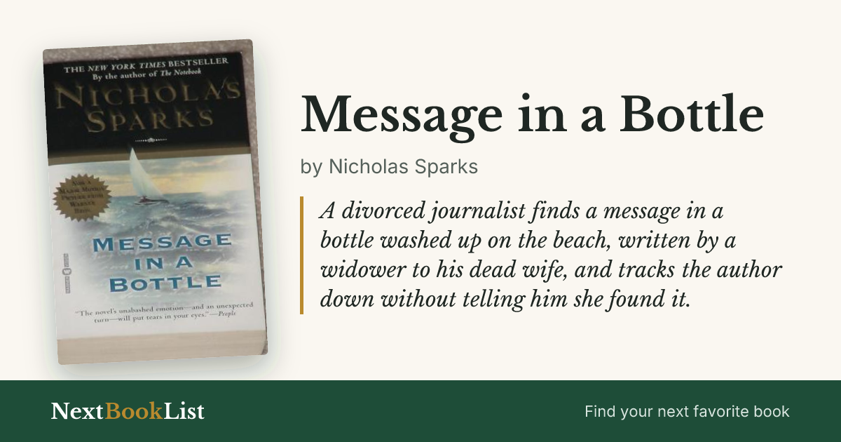 Message in a Bottle by Nicholas Sparks: book review and summary