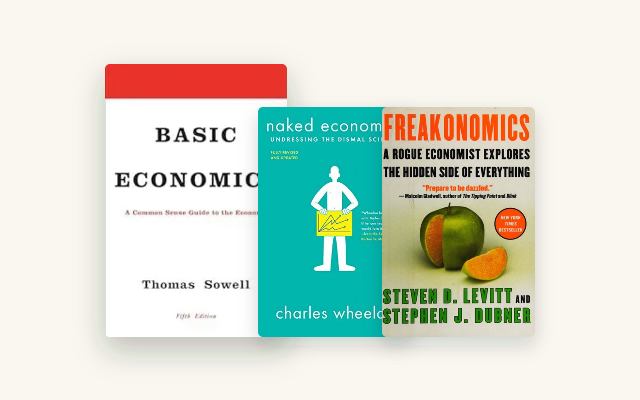 Best Economics Books: 7 Ranked by How Much Math You Need cover stack