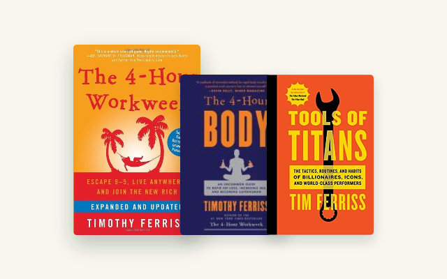 Tim Ferriss Books in Order: The 4-Hour Series to Tribe of Mentors cover stack