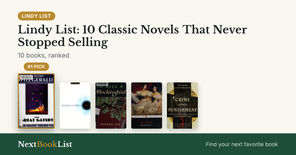 Lindy List: 10 Classic Novels That Never Stopped Selling: ranked list of 10 books